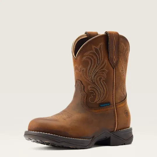 Cover image of GLAZED BROWN Ariat Anthem Round Toe Shortie Waterproof Women's