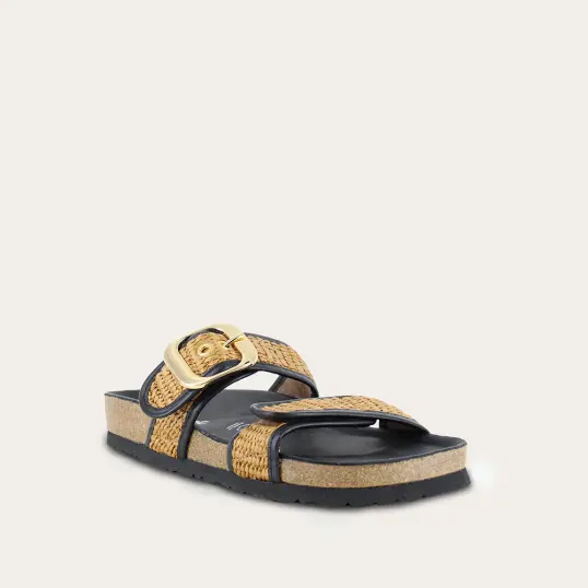 Cover image of SFT BLK LTHR W/ RAFFIA Naot Nashville Women's