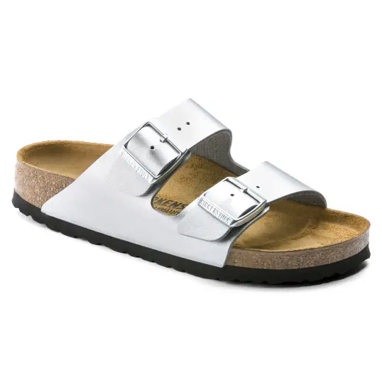Cover image of SILVER Birkenstock Arizona Birko-Flor Narrow Women's