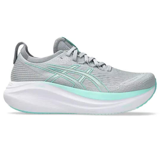 Cover image of PIEDMONT GREY/ILLUMINATE MINT Asics Gel-Nimbus 27 Women's