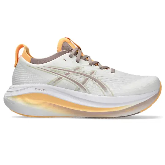 Cover image of WHITE/FAWN Asics Gel-Nimbus 27 Women's
