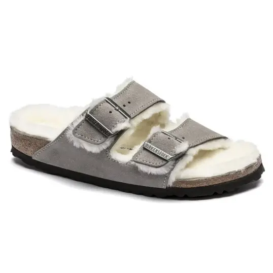 Cover image of STONE COIN Birkenstock Arizona Shearling Suede Leather Regular Women's