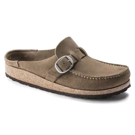 Cover image of GRAY TAUPE Birkenstock Buckley Suede Leather Narrow Women's