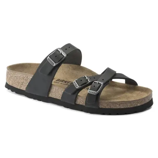 Cover image of Black Birkenstock Franca Oiled Leather Narrow Women's