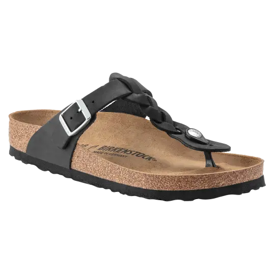 Cover image of Black Birkenstock Gizeh Braided Oiled Leather Regular Women's