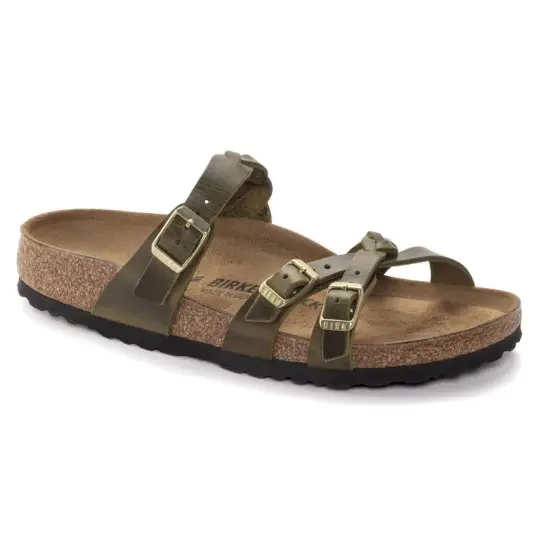 Cover image of OLIVE Birkenstock Franca Braided Oiled Leather Regular Women's