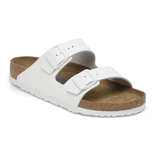 Cover image of White Birkenstock Arizona Soft Footbed Leather Regular Unisex