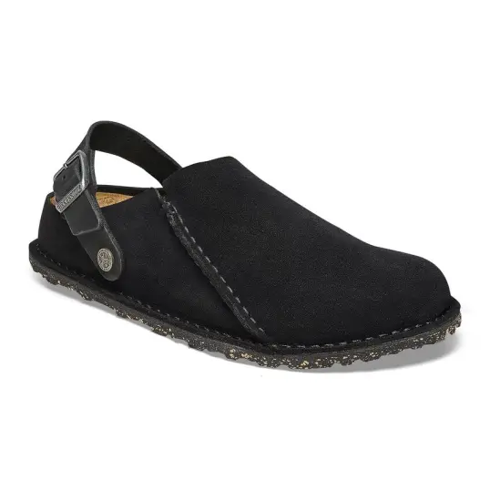 Cover image of BLACK Birkenstock Lutry Premium Suede Leather Regular Men's