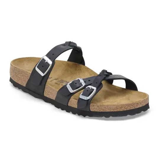 Cover image of BLACK Birkenstock Franca Braided Oiled Leather Regular Women's