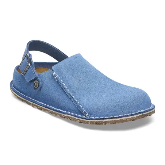 Cover image of ELEMENTAL BLUE Birkenstock Lutry Premium Suede Leather Narrow Women's