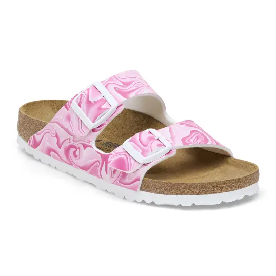 Cover image of FUCHSIA TULIP Birkenstock Arizona Birko-Flor Marble Narrow Women's