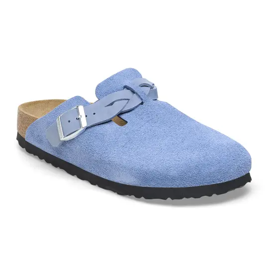 Cover image of ELEMENTAL BLUE Birkenstock Boston Braided Suede Leather Narrow Women's