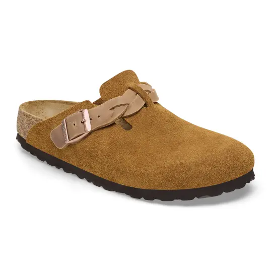Cover image of MINK Birkenstock Boston Braided Suede Leather Narrow Women's