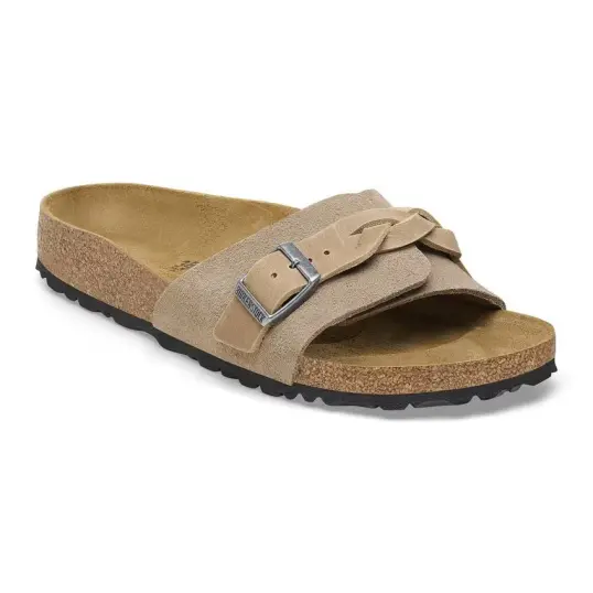 Cover image of TAUPE Birkenstock Oita Braided Suede Leather Narrow Women's
