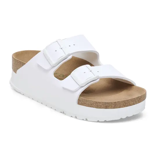 Cover image of White Birkenstock Arizona Flex Platform Vegan Birko-Flor Narrow Women's