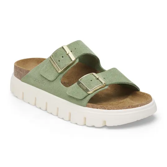 Cover image of GREEN TEA Birkenstock Arizona Chunky Suede Leather Narrow Women's