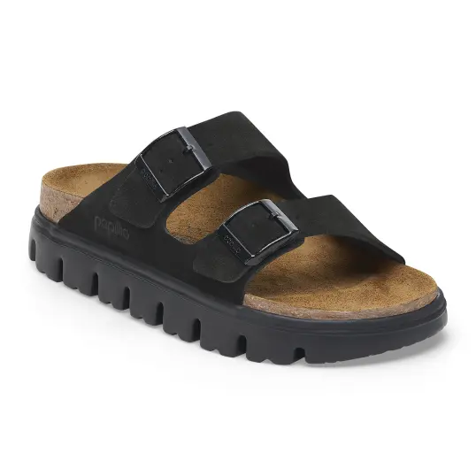 Cover image of BLACK/BLACK Birkenstock Arizona Chunky Suede Leather Narrow Women's