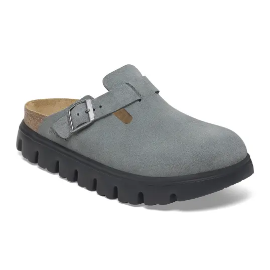 Cover image of BASALT GRAY Birkenstock Boston Chunky Suede Leather Narrow Women's
