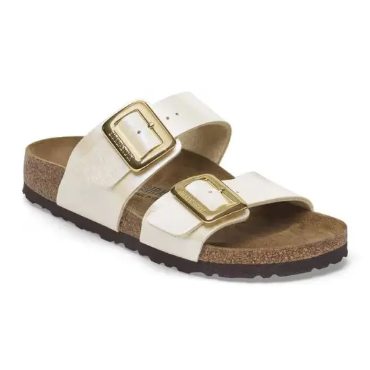 Cover image of GRACEFUL PEARL WHITE Birkenstock Sydney Luxe Buckle Birko-Flor Narrow Women's