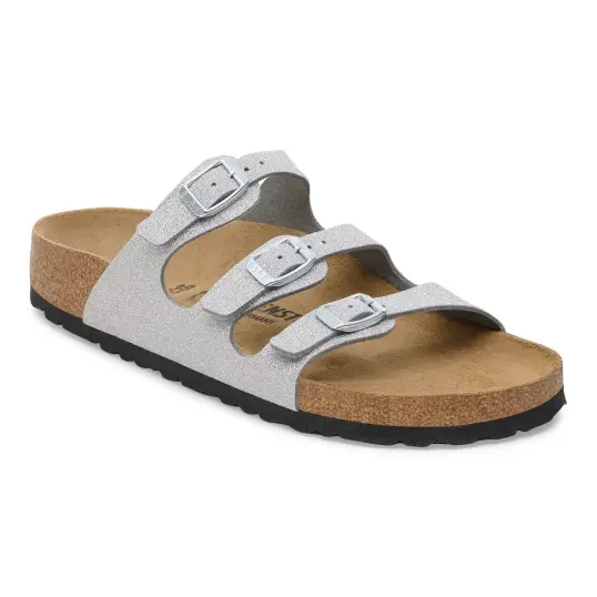 Cover image of Shiny Glitter Silver Birkenstock Florida Textile Regular Women's