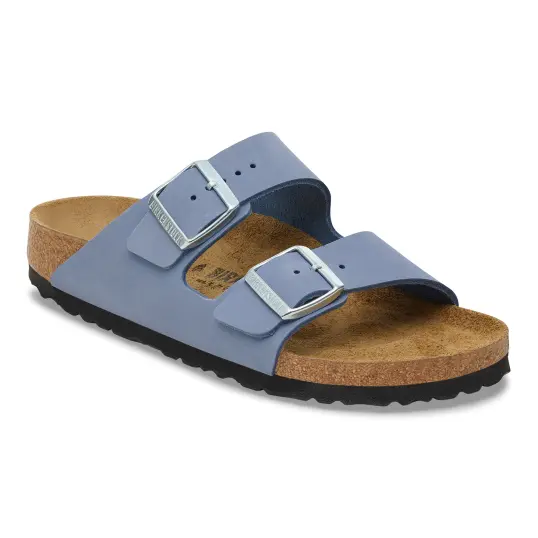 Cover image of STONE BLUE Birkenstock Arizona Nubuck Leather Narrow Women's