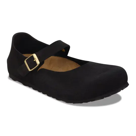 Cover image of Black Birkenstock Mantova Suede Leather Narrow Women's