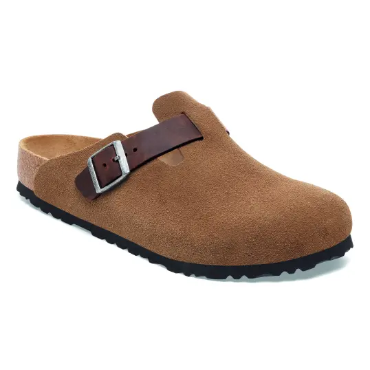 Cover image of DARK TEA Birkenstock Boston Suede Oiled Leather Regular Men's