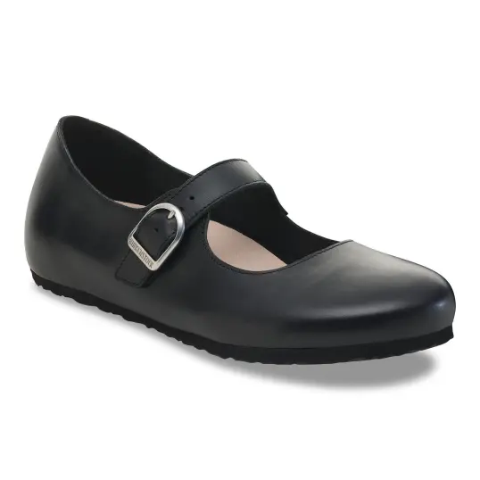 Cover image of Black Birkenstock Santa Clarita Leather Narrow Women's