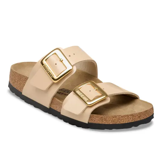 Cover image of Patent Sand Birkenstock Sydney Luxe Buckle Birko-Flor Narrow Women's