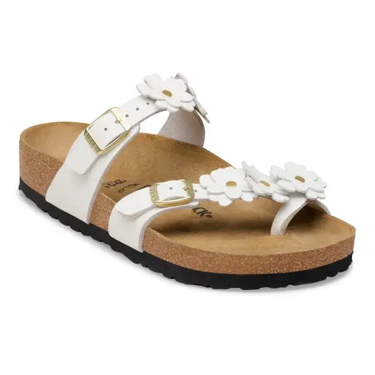 Cover image of White Birkenstock Mayari Flowers Leather Regular Women's