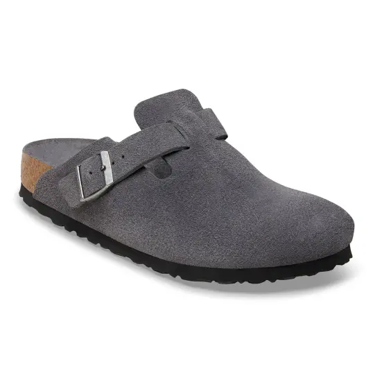 Cover image of Charcoal Birkenstock Boston Soft Footbed Suede Regular Men's