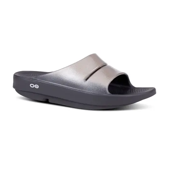 Cover image of BLACK/LATTE Oofos Ooahh Luxe Slide Sandal Women's