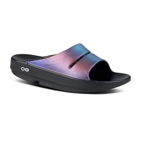Cover image of MIDNIGHT SPECTRE Oofos Ooahh Luxe Slide Sandal Women's