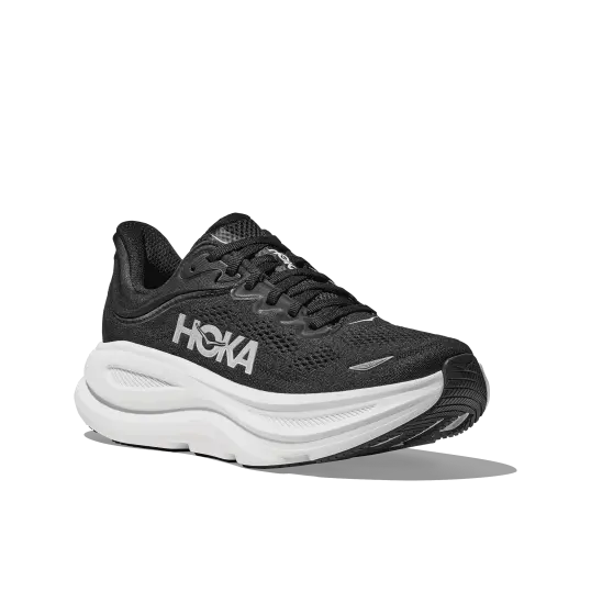 Cover image of BLACK/WHITE Hoka Bondi 9 Women's