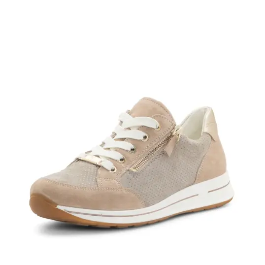 Cover image of Sand/Platinum Ara Oleanna Zip Sneaker Women's