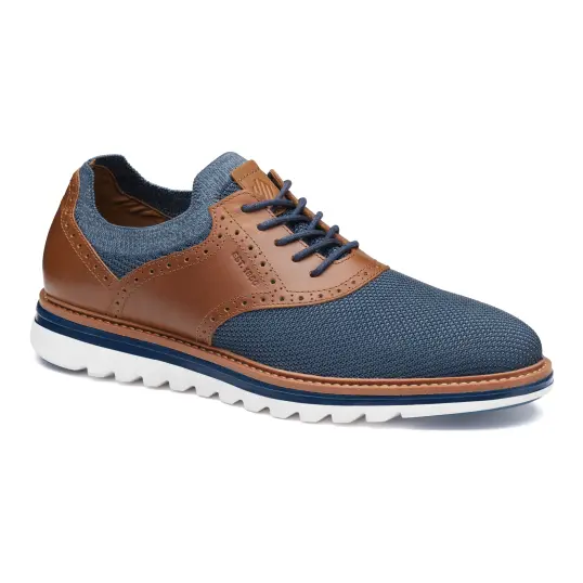 Cover image of Navy | Cognac Johnston & Murphy Braxton Knit Saddle Men's