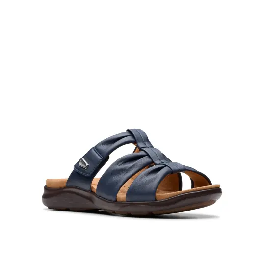 Cover image of Navy Leath Clarks Kitly Slide Women's