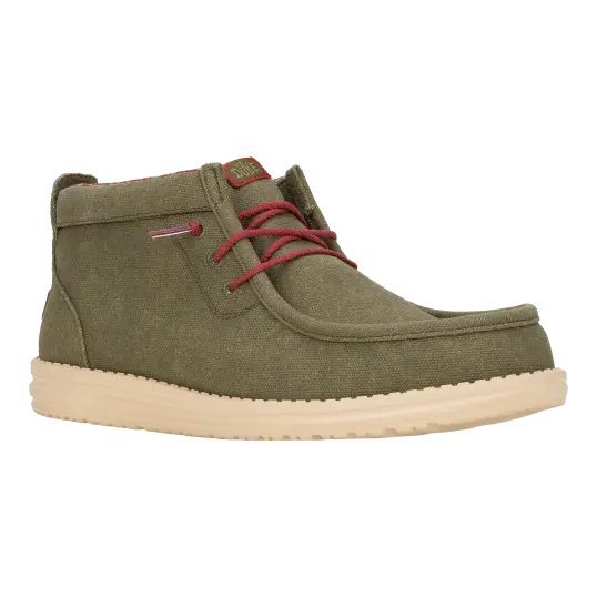 Cover image of Olive Hey Dude Wally Mid Waxed Canvas Men's