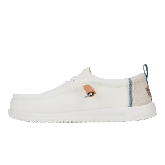 Cover image of White/Stone Grey Hey Dude Wally Craft Linen Men's