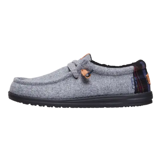 Cover image of Smoke Grey/Multi Hey Dude Wally Cozy Plaid Men's