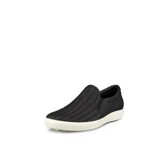 Cover image of BLACK Ecco Soft 7 Slip-On Woven Women's