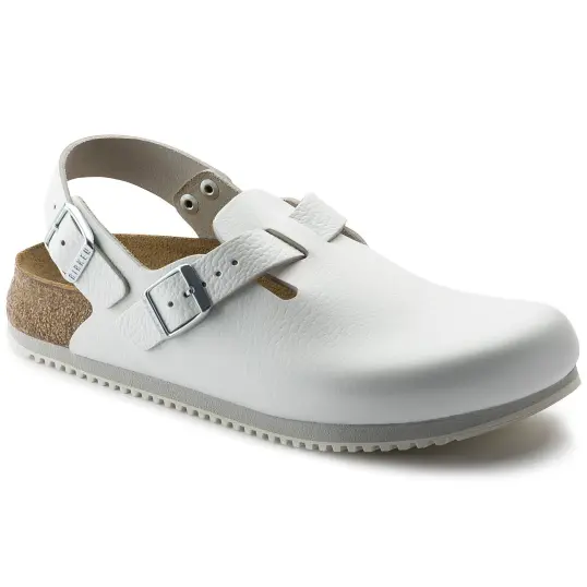 Cover image of White Birkenstock Tokio Super Grip Leather Regular Unisex