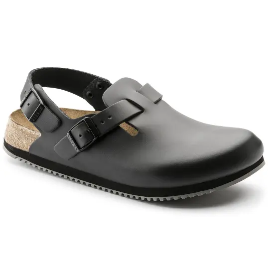 Cover image of Black Birkenstock Tokio Super Grip Leather Narrow Women's