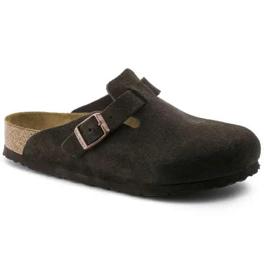 Cover image of MOCHA Birkenstock Boston Soft Footbed Suede Regular Unisex