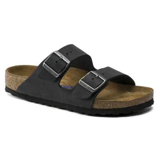Cover image of BLK OILED Birkenstock Arizona Soft Footbed Oiled Leather Regular Women's