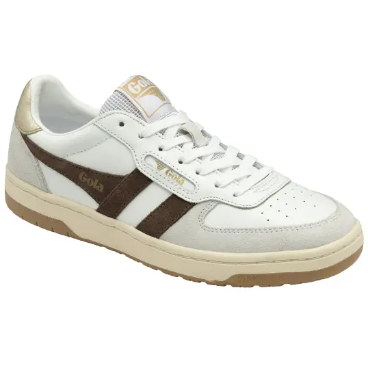 Cover image of White/Dark Brown/Gold Gola Hawk Women's