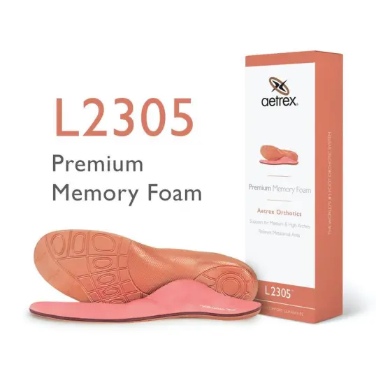 Cover image of Pink Aetrex Premium Memory Foam Med/High Arch W/ Metatarsal Support Women's