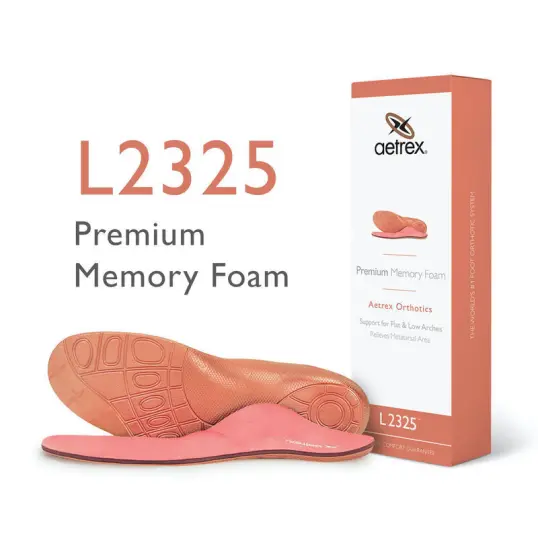 Cover image of PINK Aetrex Premium Memory Foam Flat/Low Arch W/ Metatarsal Support Women's