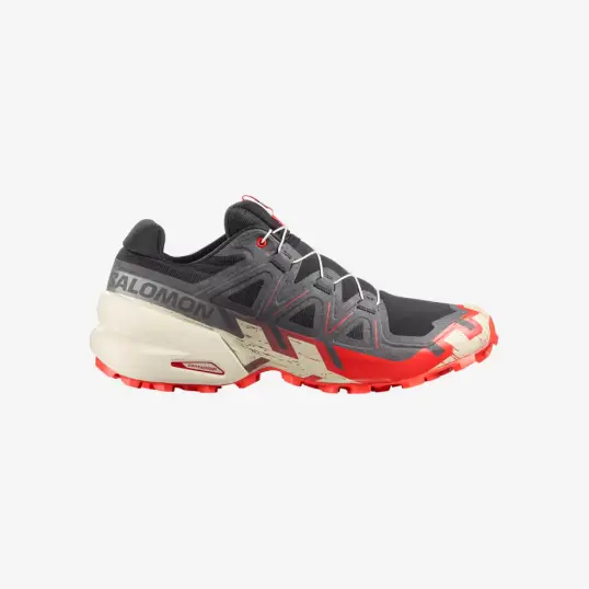 Cover image of Black / Fiery Red / Almond Milk Salomon Speedcross 6 Men's