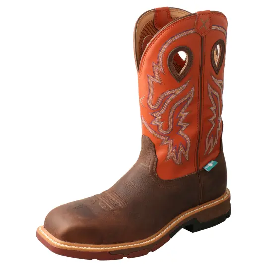 Cover image of Brown & Orange Twisted X 12" Western Waterproof Nano Toe Boot Men's